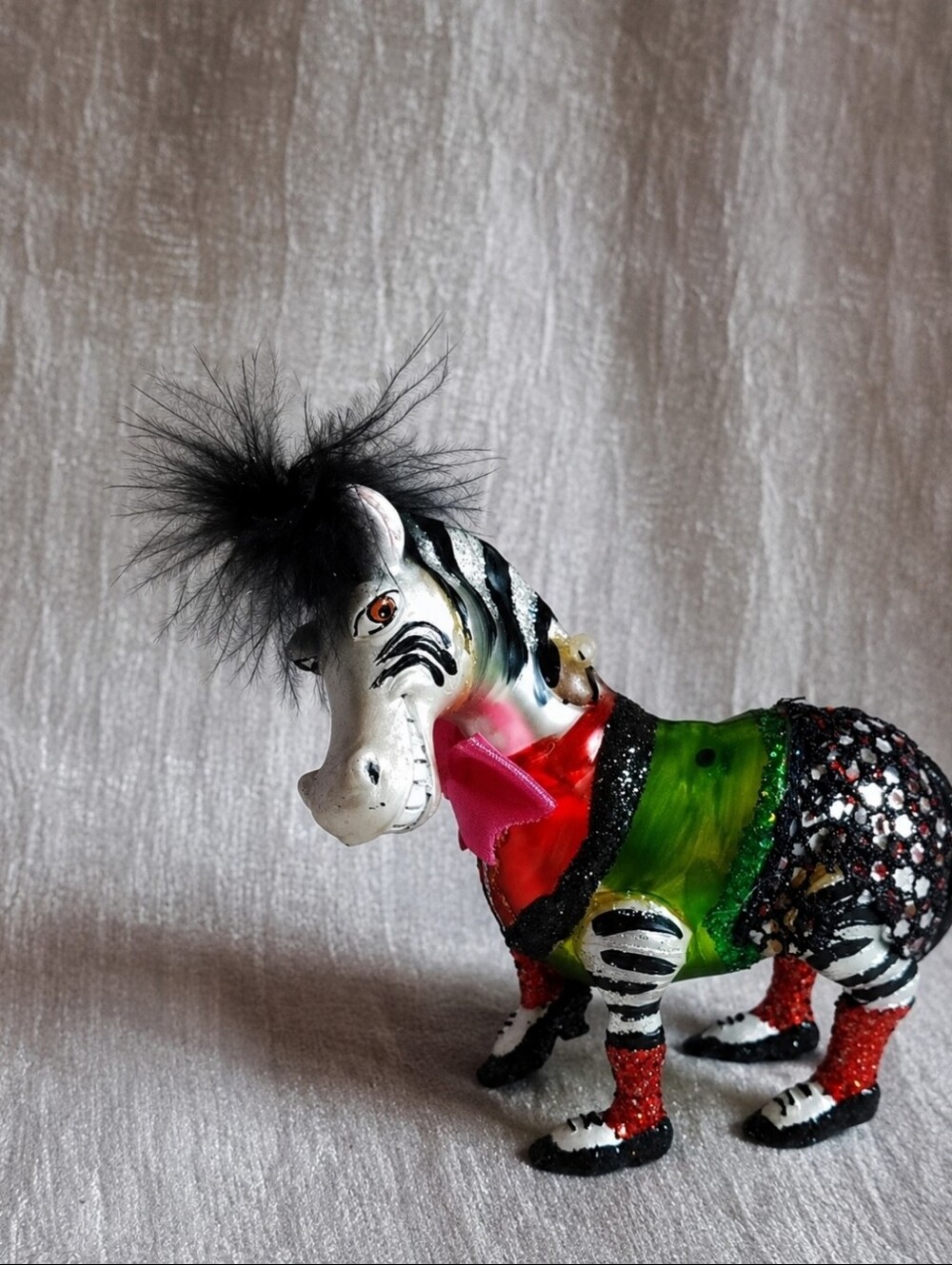 BestPysanky Whimsical Funky Zebra Mercury Glass Vintage Christmas Ornament NWOT